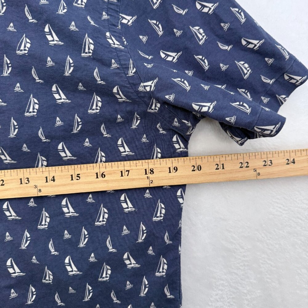 Ralph Lauren Shirt Mens M Blue Slim Fit Sailboat Geometric Oxford Button Down - Picture 4 of 6